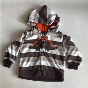 Carter's Brown & Tan Striped Dinosaur Hoodie Size 9 Months